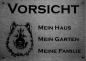 Preview: Edelstahl Warnschild Eurasier VORSICHT Mein Haus mein Garten meine Familie